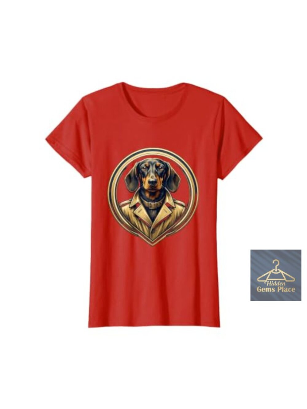Dachshund Detective Trench Coat Graphic T-Shirt Women's Novelty Tee